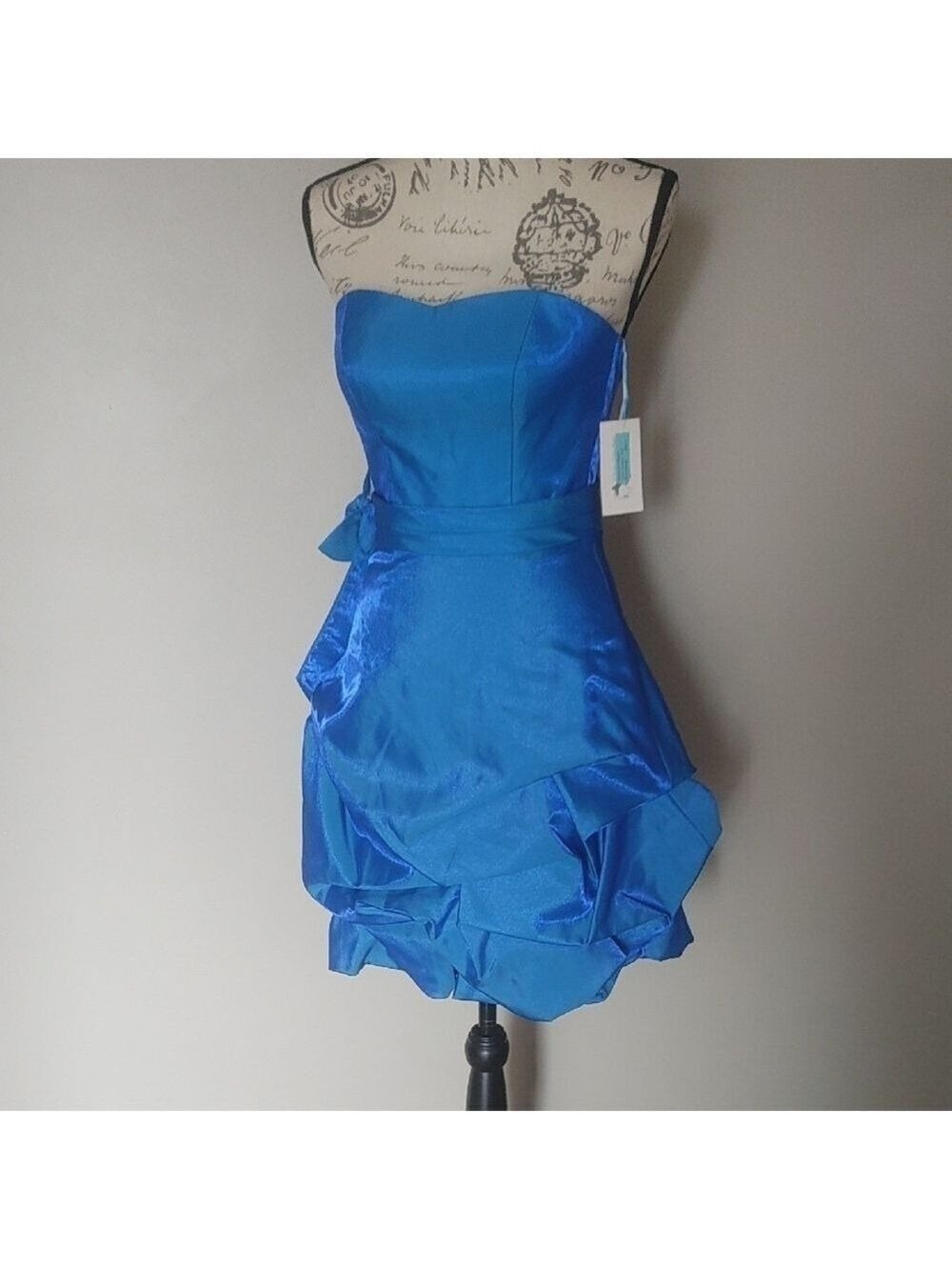 Bella Formals By Venus Elegant Blue Strapless Dress Lace Up Back Sz 2